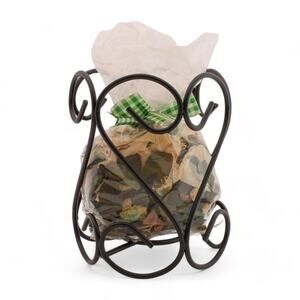 Scrolled Black Metal Heart Candle Holder